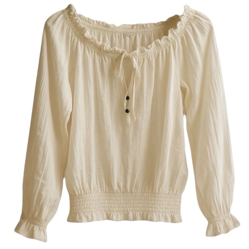NWT! French Laundry Cream Peasant Blouse – Size: XL